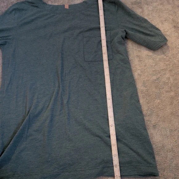 Lunya Heathered Teal Pima Cotton Short Sleeve T-Shirt - Picture 5 of 10